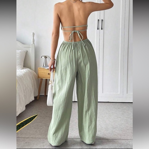 SHEIN Light Green Strapless Jumpsuit - Picture 2 of 3